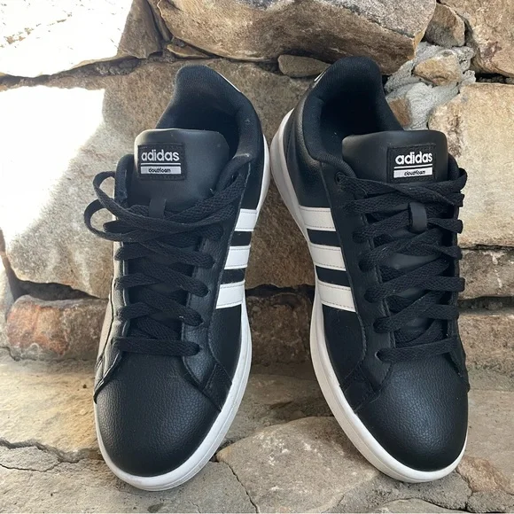 ADIDAS Cloudfoam Leather Black Advantage Sneakers - Picture 4 of 7